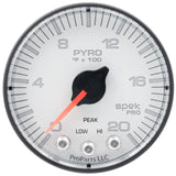 Autometer Spek-Pro Gauge Pyro. (Egt) 2 1/16in 2000f Stepper Motor W/Peak & Warn Wht/Blk - P310128