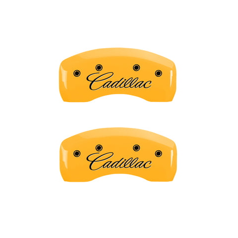 MGP 4 Caliper Covers Engraved F & R Cursive/Cadillac Yellow Finish Black Char 2004 Cadillac CTS - 35010SCADYL