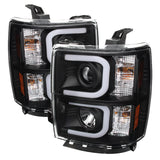 Spyder Chevy Silverado 1500 14-16 Projector Headlights Light Bar DRL Blk PRO-YD-CS14-LBDRL-BK - 5079473