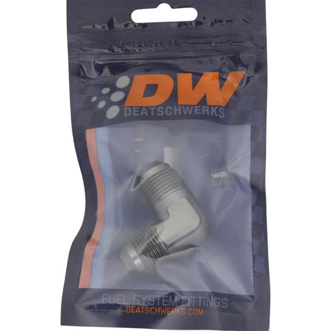 DeatschWerks 8AN Male Flare To 8AN Male Flare 90-Degree Coupler Fitting - 6-02-0208