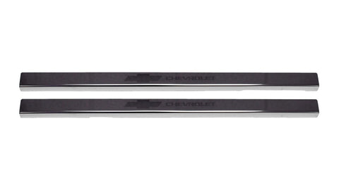 Putco 2020 Chevy Silv LD/HD Double/Regular Cab w/ Bow Tie Etching (2pcs) Black Platinum Door Sills - 95181BPGM-1