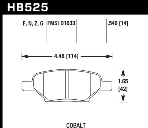 Hawk Chevy Cobalt D1033 Ceramic Street Rear Brake Pads - HB525Z.540