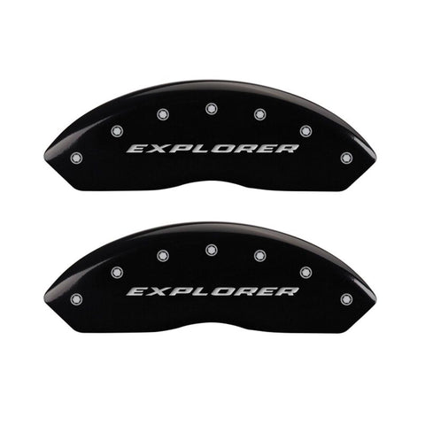 MGP 4 Caliper Covers Engraved Front & Rear Explorer Black finish silver ch - 10041SXPLBK