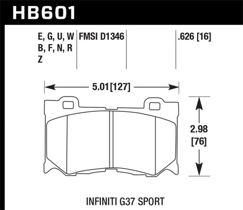 Hawk Infiniti G37 Sport Performance Ceramic Street Front Brake Pads - HB601Z.626