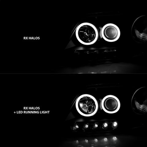 ANZO 1997-2003 Ford F-150 Projector Headlights w/ Halo Black (CCFL) - 111097