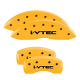 MGP 4 Caliper Covers Engraved Front & Rear i-Vtec Yellow finish black ch - 39013SIVTYL