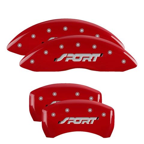 MGP 4 Caliper Covers Engraved Front & Rear SPORT Red finish silver ch - 10229SSPORD