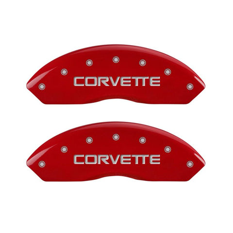 MGP 4 Caliper Covers Gloss Red Engraved with Corvette C4 (Full Kit 4 Pieces) - 13013SCV4RD