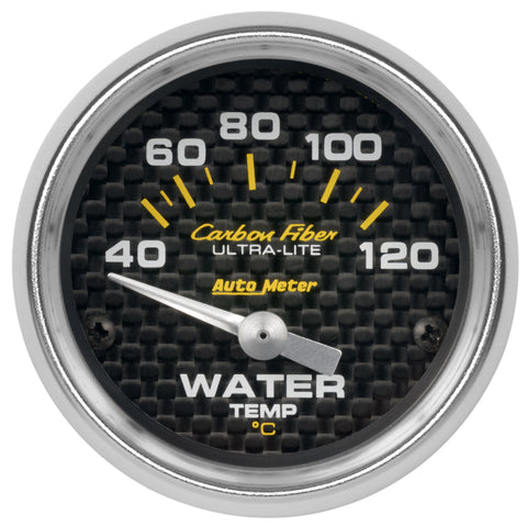 Autometer Carbon Fiber 52mm 40-120 Deg C Electronic Water Temp Gauge - 4737-M