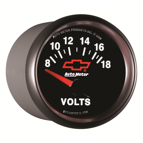 Autometer GM Bowtie Black 2-1/16 Voltmeter 8-18V - 3692-00406