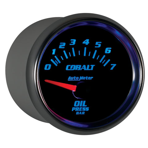 Autometer Cobalt 52mm 0-7 BAR Short Sweep Electric Oil Pressure Gauge - 6127-M