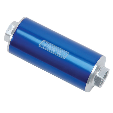 Russell Performance Profilter Fuel Filter 6in Long 60 Micron -10AN Inlet -10AN Outlet - Blue - 649262