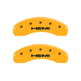 MGP 4 Caliper Covers Engraved Front & Rear Hemi Yellow Finish Black Char 2006 Jeep Commander - 42002SHEMYL