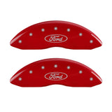 MGP 4 Caliper Covers Engraved Front & Rear Oval logo/Ford Red finish silver ch - 10241SFRDRD