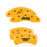 MGP 4 Caliper Covers Engraved Front JEEP Engraved Rear JEEP Grill logo Yellow finish black ch - 42007SJPLYL