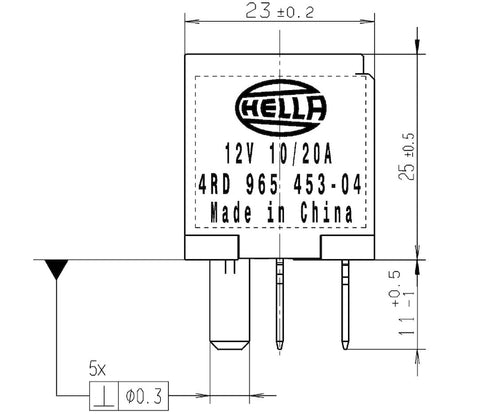Hella Relay Micro Iso 5 Pole 12V Spst Res - 965453041