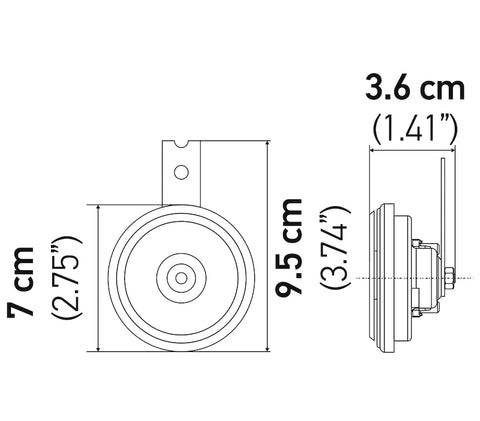 Hella Horn Bl Blk Disc Ht Mcycle 12V Univ - 012588061