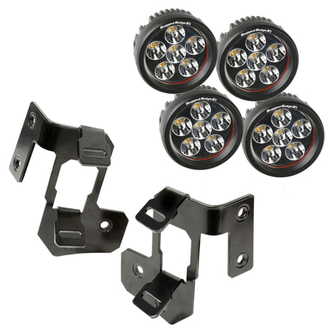 Rugged Ridge 07-18 Jeep Wrangler JK Semi-Gloss Black Round A-Pillar LED Light Mount Kit - 11232.32