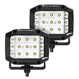 Go Rhino Xplor Bright Series Sideline Cube LED Spot Light Kit (Surface Mount) 4x3 - Blk (Pair) - 750300323SCS