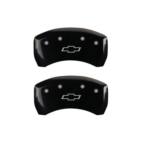 MGP 4 Caliper Covers Engraved Front & Rear Bowtie Black finish silver ch - 14235SBOWBK