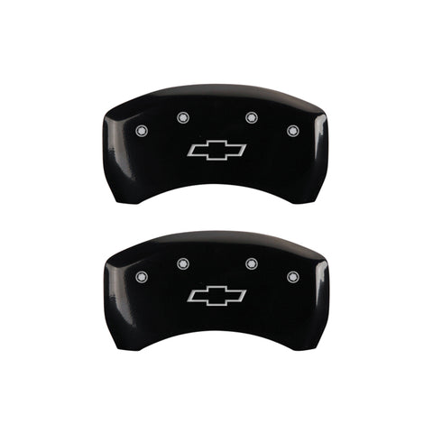 MGP 4 Caliper Covers Engraved Front & Rear Bowtie Black finish silver ch - 14027SBOWBK