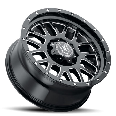 ICON Alpha 20x9 8x6.5in 19mm Offset 5.75in BS Gloss Black Milled Spokes Wheel - 1220908057GBMW