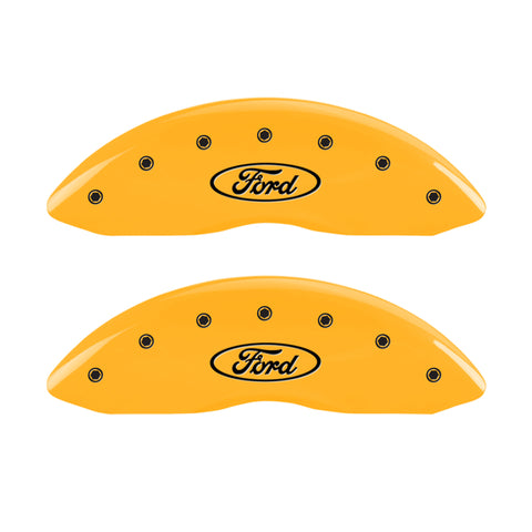 MGP 4 Caliper Covers Engraved F & R Ford Logo Yellow Finish Black Char 2006 Ford F-350 Super Duty - 10056SFRDYL