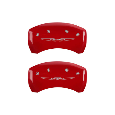 MGP 4 Caliper Covers Engraved Front & Rear Style 2/Chrysler Wing Red finish silver ch - 32020SCW2RD