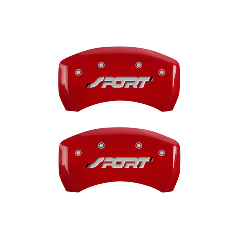 MGP 4 Caliper Covers Engraved Front & Rear SPORT Red finish silver ch - 10229SSPORD