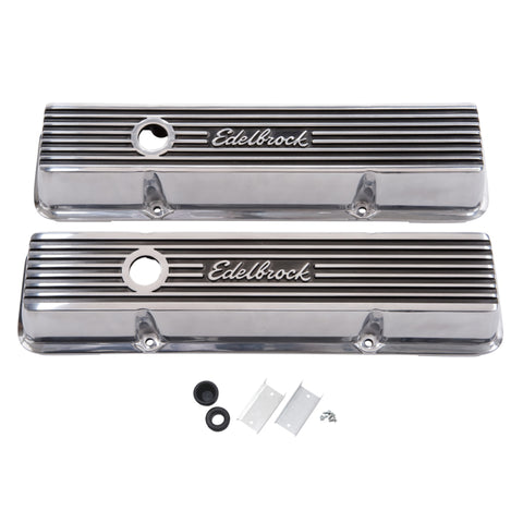 Edelbrock Valve Cover Elite II Series Chevrolet 1959-1986 262-400 CI V8 Tall Polished - 4263