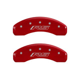 MGP 4 Caliper Covers Engraved Front Gen 5/Camaro Engraved Rear Gen 5/RS Red finish silver ch - 14033SCR5RD