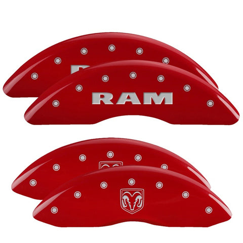 MGP 4 Caliper Covers Engraved Front RAM Engraved Rear RAMHEAD Red finish silver ch - 12124SRMHRD