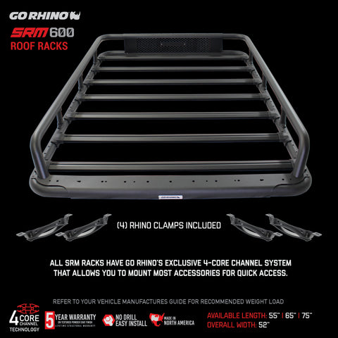 Go Rhino SRM 600 Basket Style Roof Rack 55in. - Tex. Blk - 5936055T