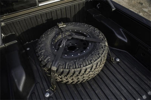 N-Fab Bed Mounted Rapid Tire Strap Universal - Gloss Black - Black Strap - BM1TSBK