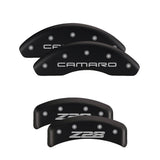 MGP 4 Caliper Covers Engraved Front Cursive/Challenger Engraved Rear RT Black finish silver ch - 12162SCLRBK