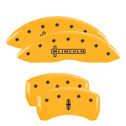 MGP 4 Caliper Covers Engraved Fr Lincoln Rr Star Logo Yellow Finish Blk Char 2003 Lincoln Navigator - 36009SLC1YL