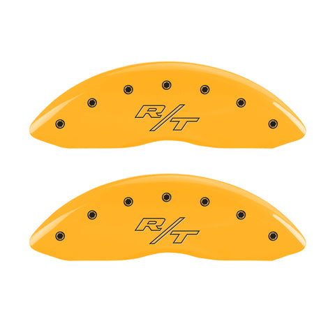 MGP 4 Caliper Covers Engraved Front & Rear Vintage Style/RT Yellow finish black ch - 12192SRTRYL