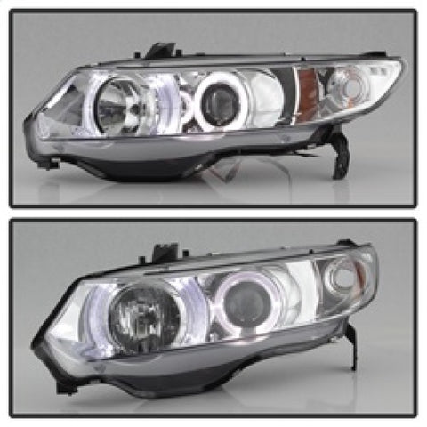 Spyder Honda Civic 06-08 2Dr Projector Headlights LED Halo Chrome High H1 Low H1 PRO-YD-HC06-2D-HL-C - 5010797