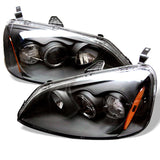 Spyder Honda Civic 01-03 2/4DR Projector Headlights - LED Halo Amber Reflector Blk PRO-YD-HC01-AM-BK - 5010759