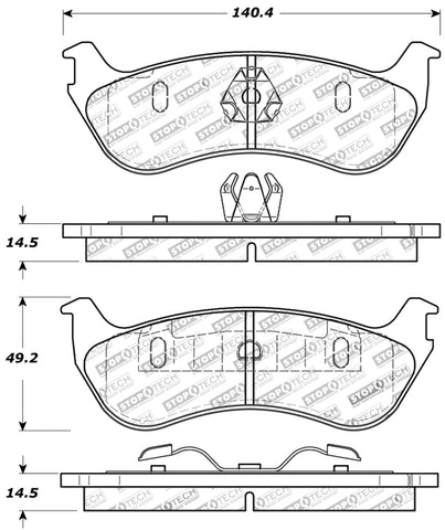 StopTech Sport Brake Pads w/Shims and Hardware - Front - 309.08810