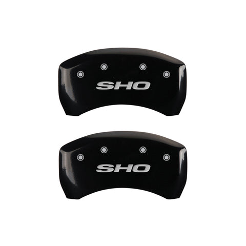 MGP 4 Caliper Covers Engraved Front & Rear SHO Black finish silver ch - 10222SSHOBK