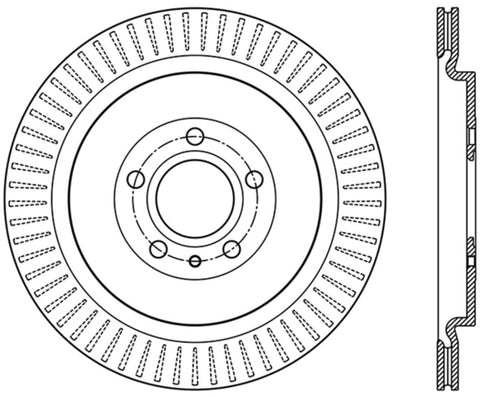 StopTech Premium High Carbon 13-14 Ford Mustang/Shelby GT500 Left Rear Disc Slotted Brake Rotor - 126.61105SL