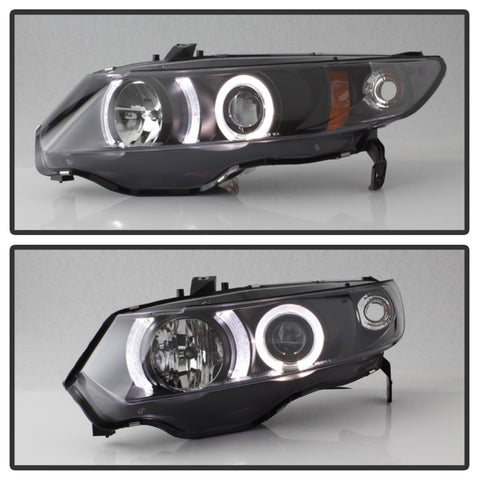 Spyder Honda Civic 06-08 2Dr Projector Headlights LED Halo Black High H1 Low H1 PRO-YD-HC06-2D-HL-BK - 5010780