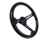 NRG Reinforced Steering Wheel (350mm / 3in. Deep) Black Multi Color Flake Wood w/ Black Matte Center - RST-018BSB-BK