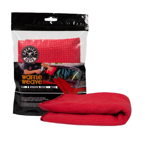 Chemical Guys Waffle Weave Glass & Window Microfiber Towel - 24in x 16in - Red - MIC707