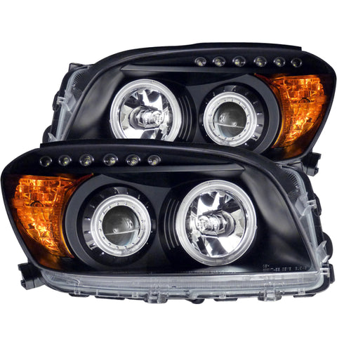 ANZO 2006-2008 Toyota Rav4 Projector Headlights w/ Halo Black - 111120