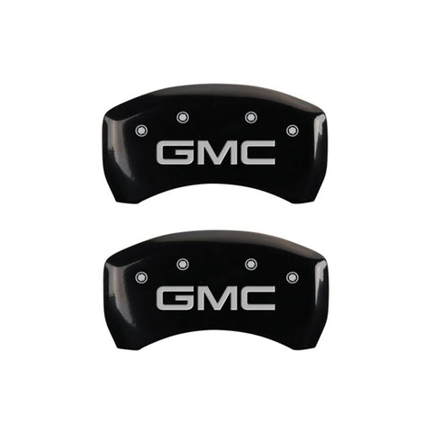 MGP 4 Caliper Covers Engraved Front & Rear GMC Black Finish Silver Char 2019 GMC Arcadia - 34212SGMCBK