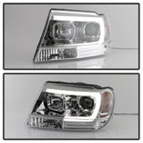 Spyder 99-04 Jeep Grand Cherokee Projector Headlights - Light Bar DRL LED - Chrome - 5085214