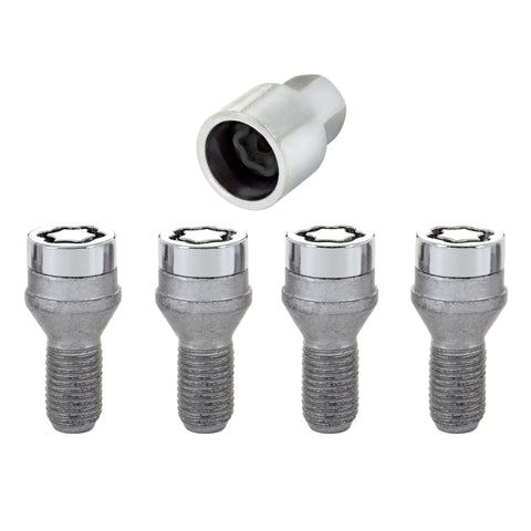 McGard Wheel Lock Bolt Set - 4pk. (Cone Seat) M12X1.5 / 17mm Hex / 22.2mm Shank Length - Chrome - 27204