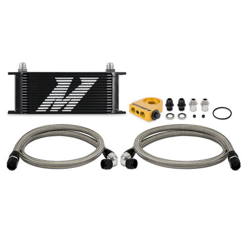 Mishimoto Universal Thermostatic Oil Cooler Kit 16-Row Black - MMOC-U16TBK